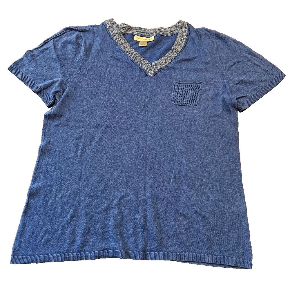 CHRISTOPER & BANKS Knit Top Size 1X Blue Nautical Casual Office Workwear Lightwt